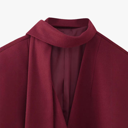 Damen Kurzmantel Rot Modern mit Schal