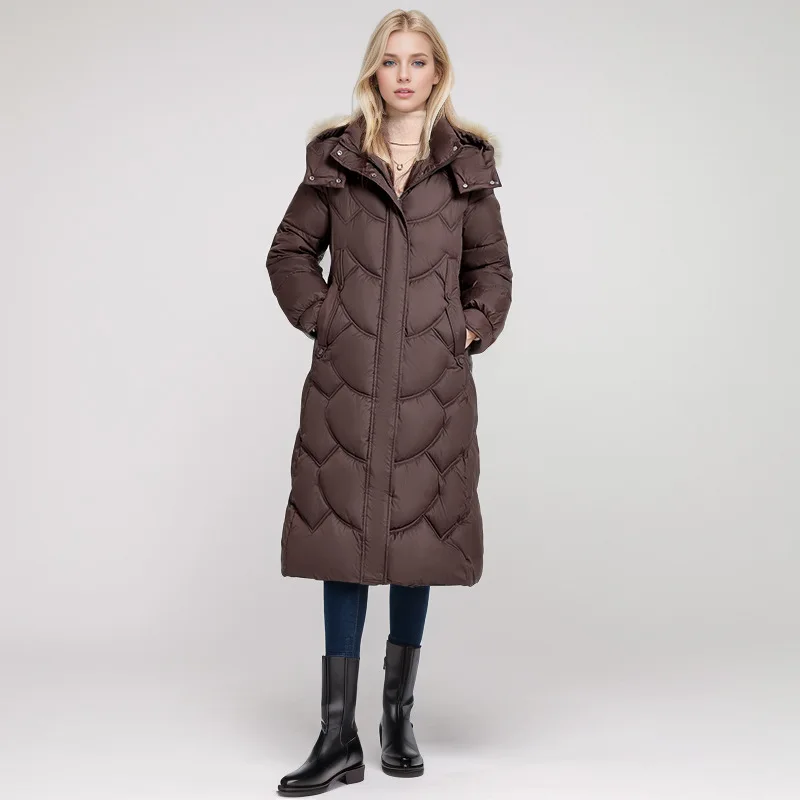 Damen Daunen Steppjacke Lang Winterwarm