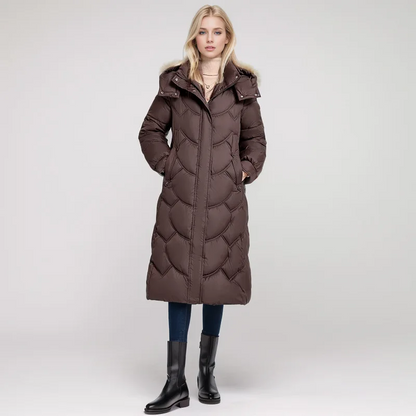 Damen Daunen Steppjacke Lang Winterwarm