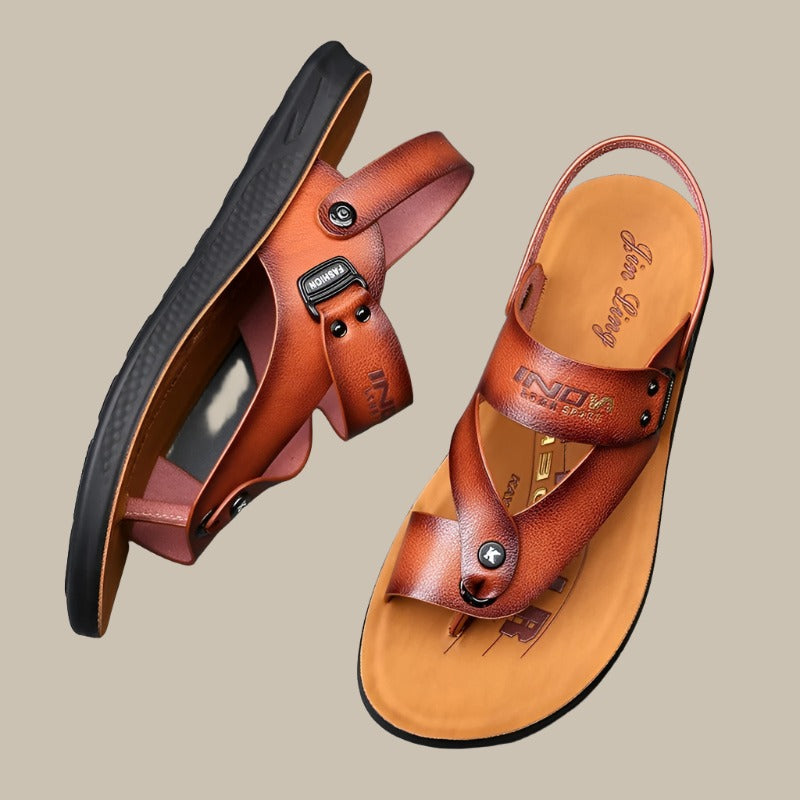 Herren Sandalen Leder Schnalle Bequem - Norvielle