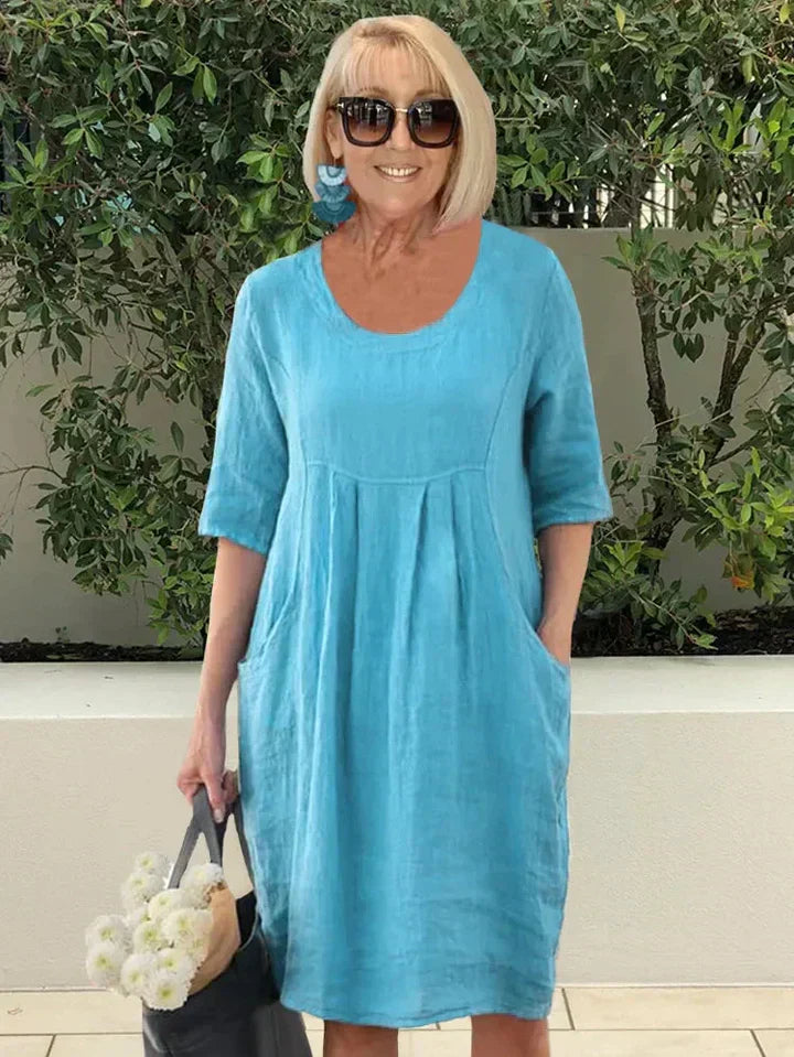 Damenkleider mit Taschen Leichter Stoff Sommer - Norvielle