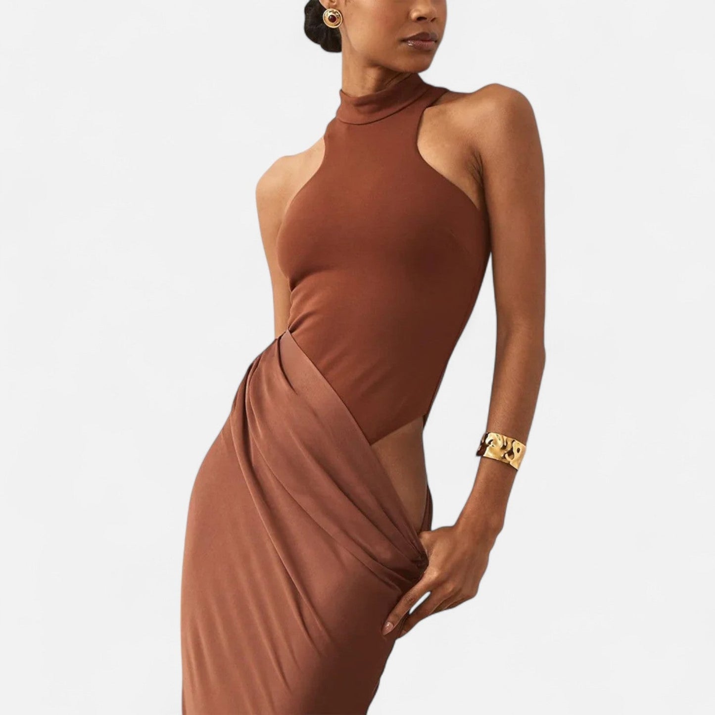 Damen Maxikleid Neckholder Cut-Out-Sommerkleid