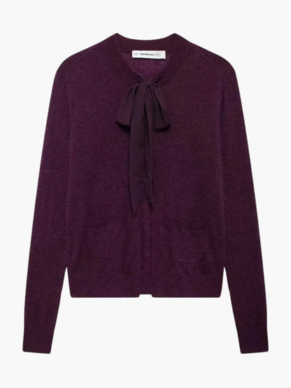 Damen Strickjacke Krawattenausschnitt Mit Taschen - Norvielle