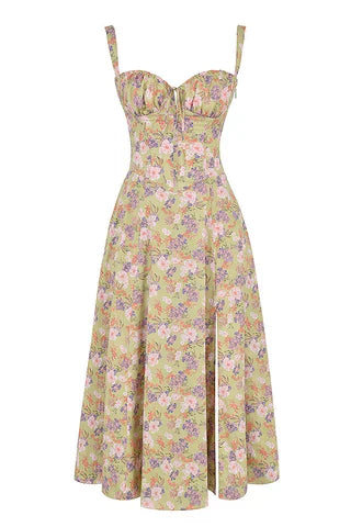 Damen Midikleid Taillenformend Farbenfroh