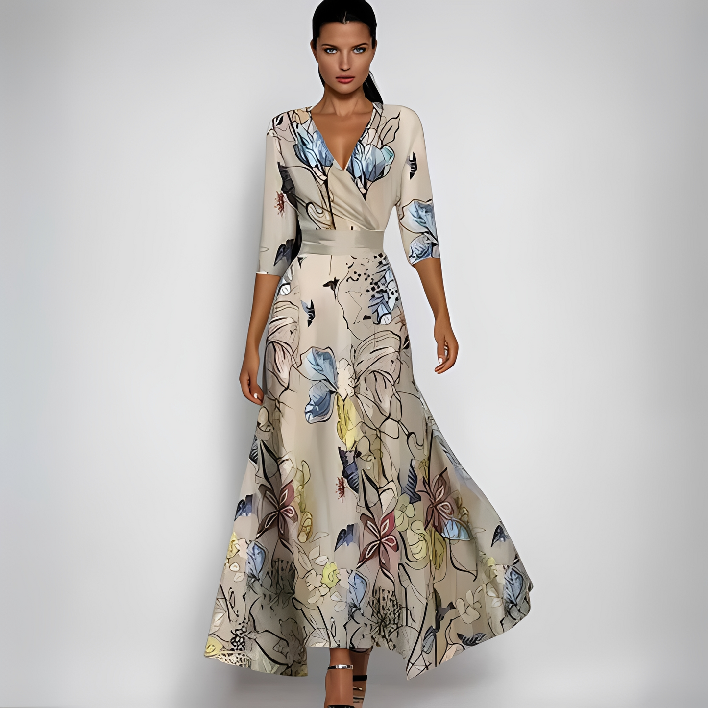 Damen Sommerkleid Blumenmuster Elegant