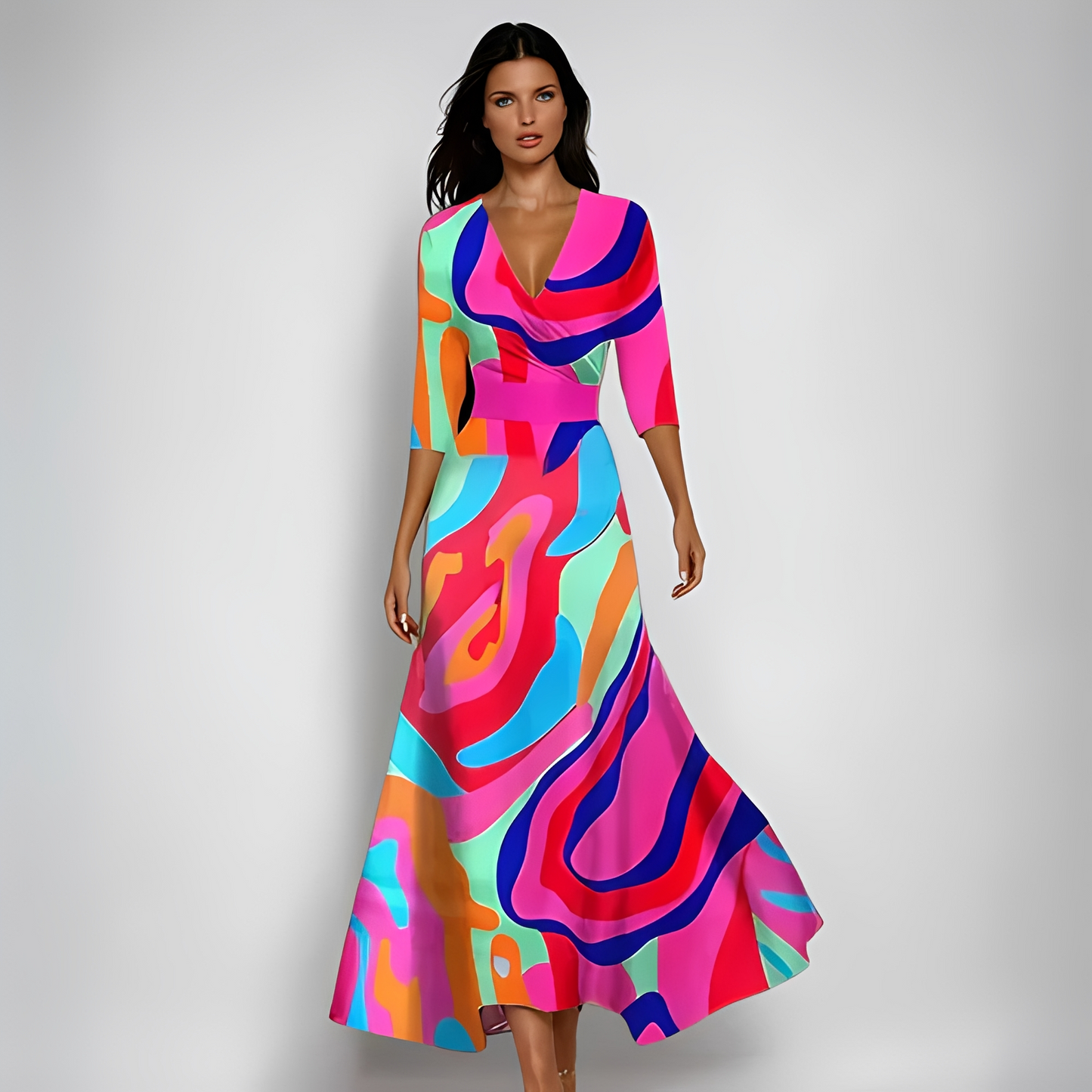 Damen Sommerkleid Blumenmuster Elegant