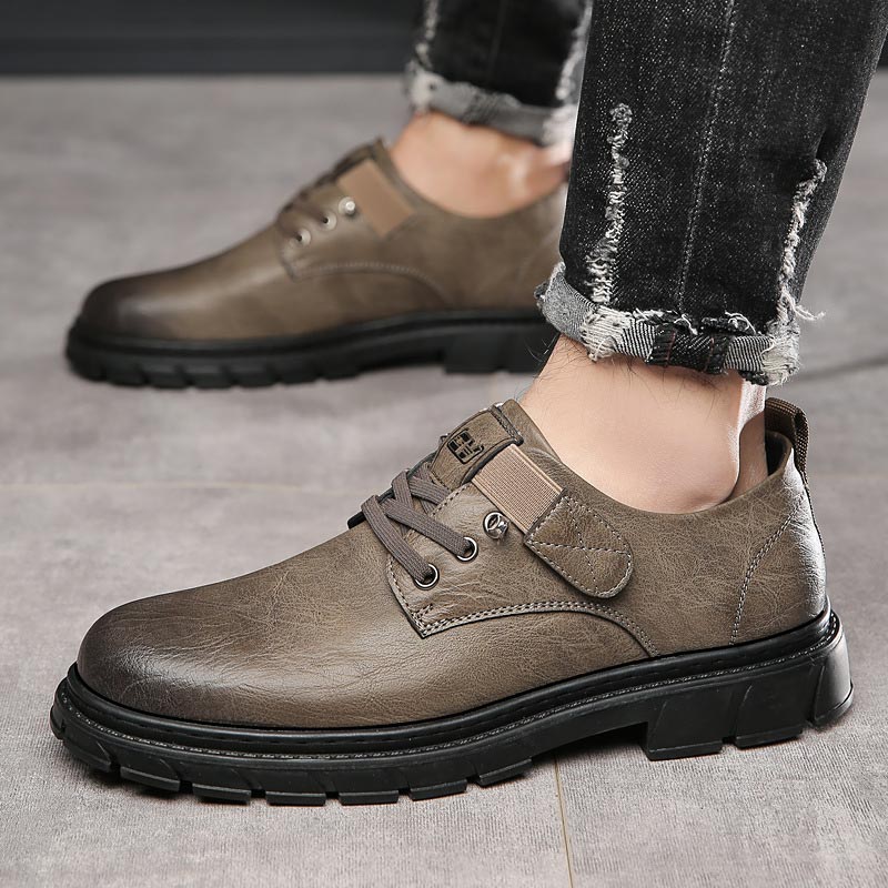 Damen Lederstiefel Cargo Stil Braun