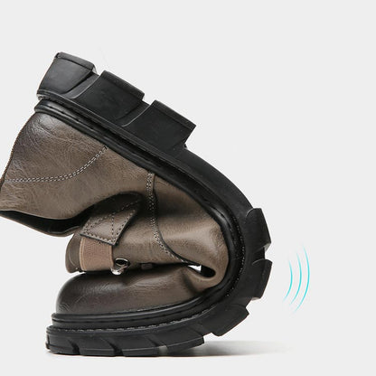 Damen Lederstiefel Cargo Stil Braun