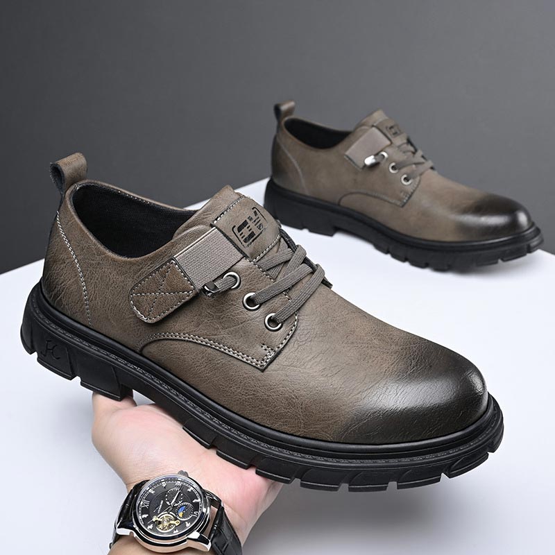 Damen Lederstiefel Cargo Stil Braun