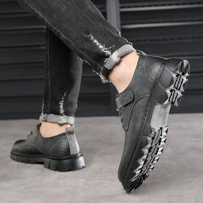 Damen Lederstiefel Cargo Stil Braun