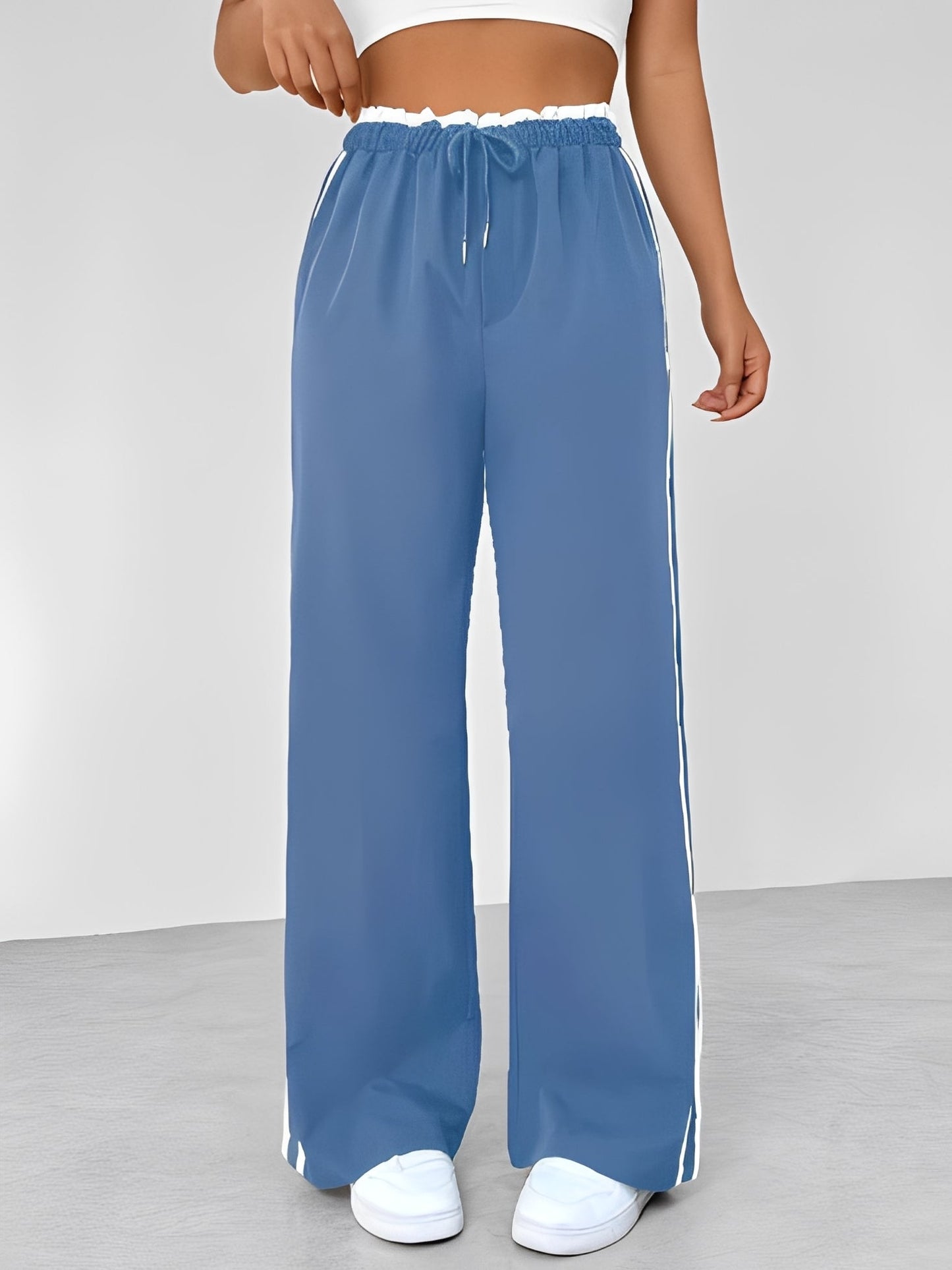 Damen Straight-Hose Sportlich Bequem Weit