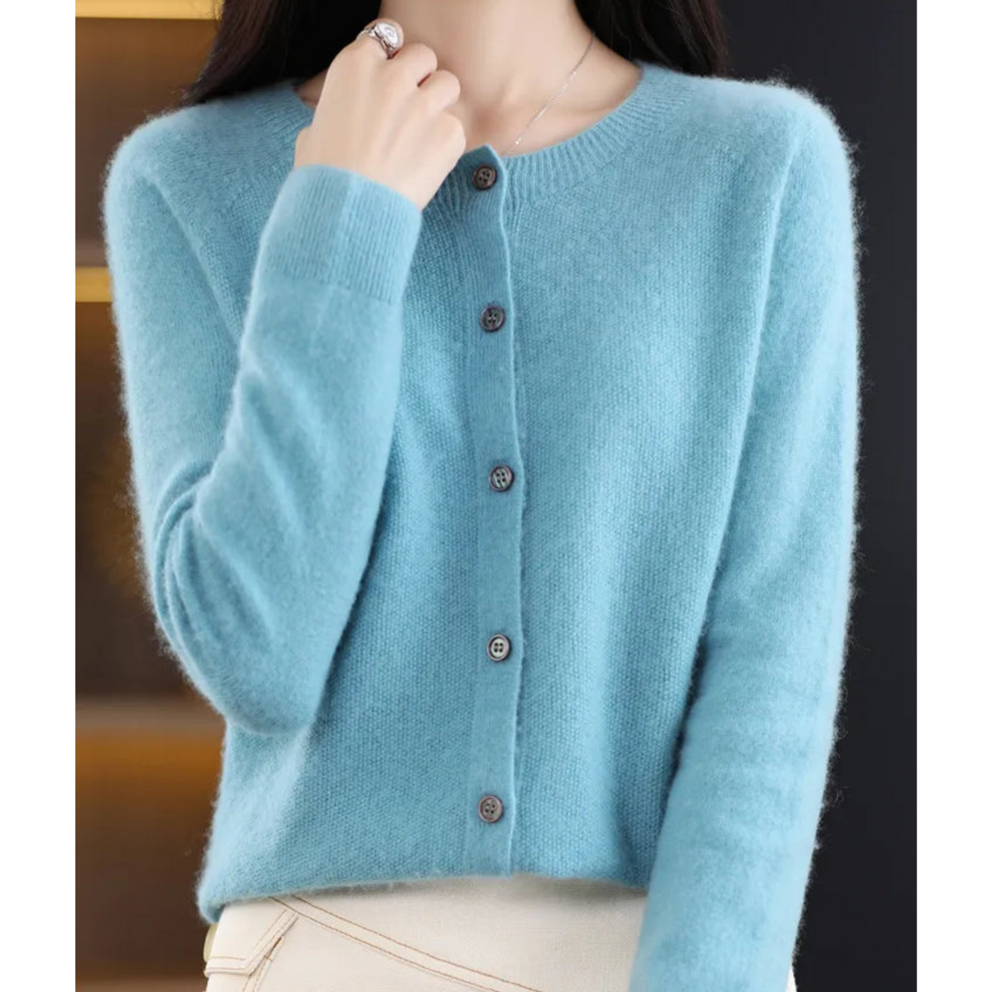 Damen Kaschmir Strickjacke Weich Warm