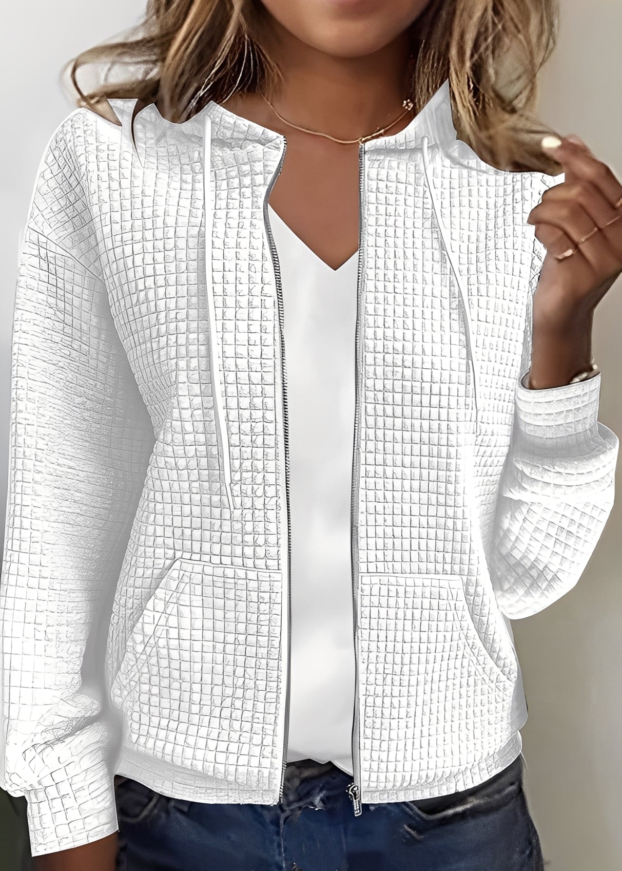 Damen Cardigan mit Kapuze und Taschen Modern