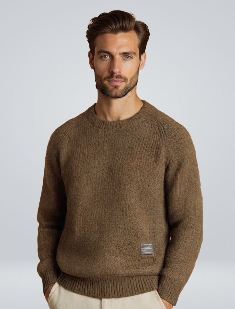 Gestrickter Damen Winterpullover Warm aus Wolle Beige - Norvielle