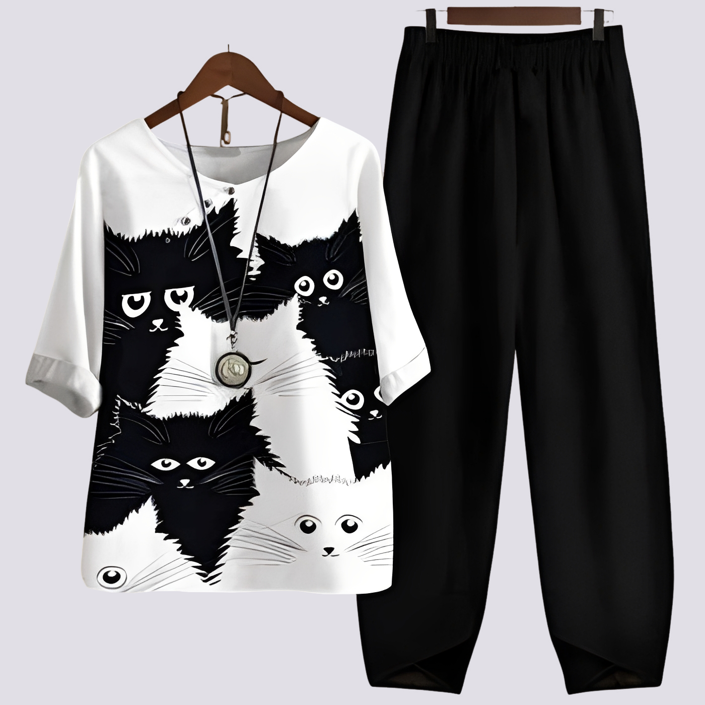 Damen Set Bluse und Rock Bequem Baumwolle