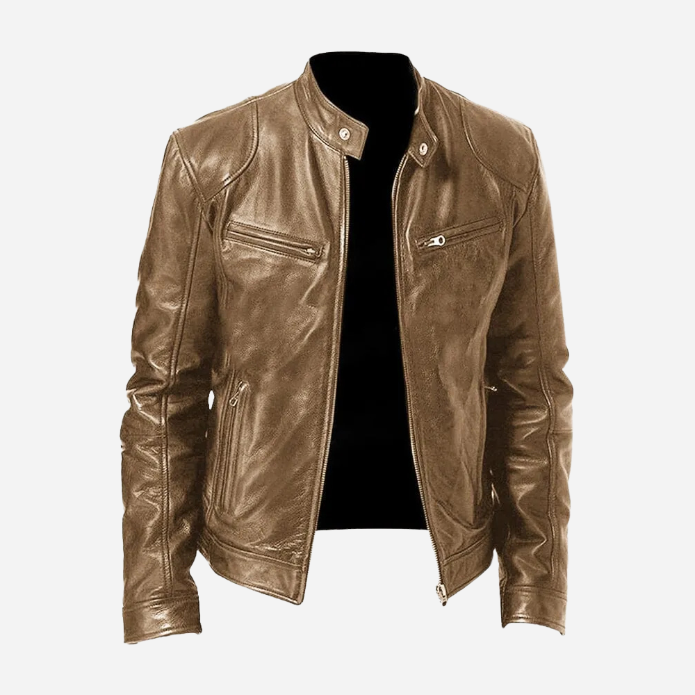 Herren Lederjacke Entspannter Ledermantel Modern