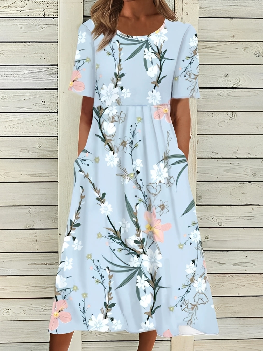 Damen Midikleid Blumenmuster Elegant
