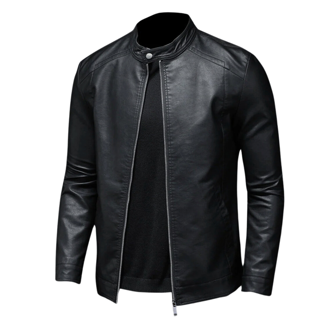Herren Lederjacke Biker Ledermantel