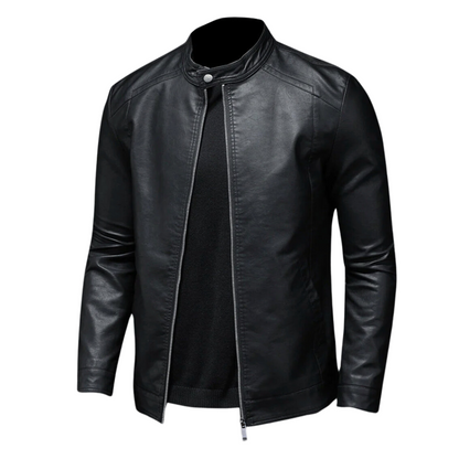 Herren Lederjacke Biker Ledermantel