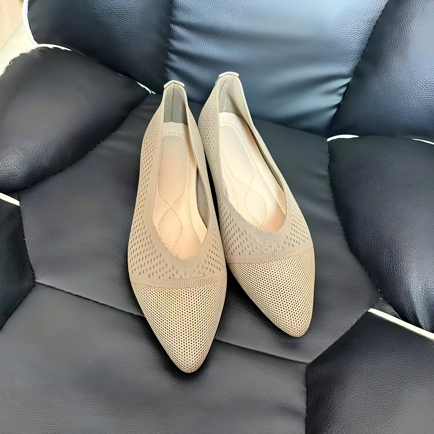 Damen Flache Schuhe Casual Spitze Zehen Knit Schuhe