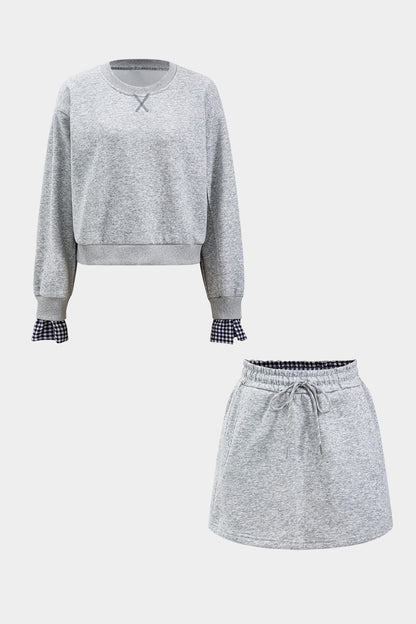 Damen Sport-Sweat-Set kariert Zweiteilig - Norvielle