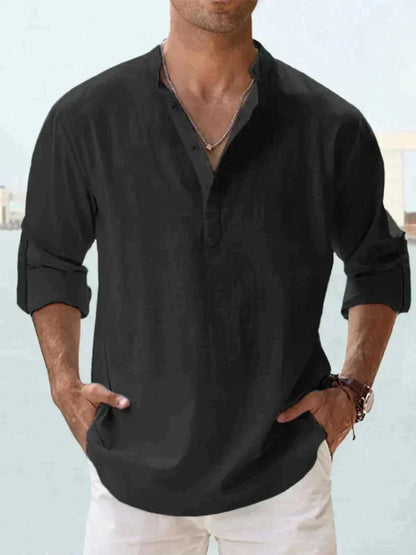 Herren Henley Hemd Baumwolle Modern
