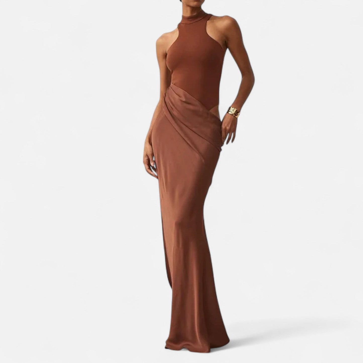 Damen Maxikleid Neckholder Cut-Out-Sommerkleid
