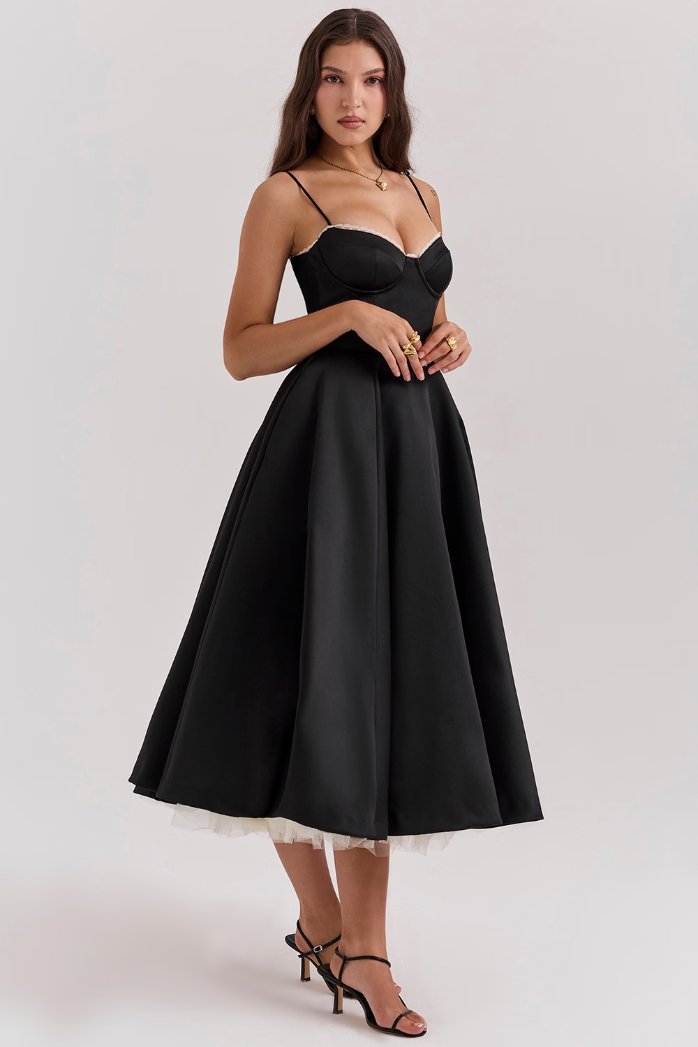 Damenkleid Midi mit Korsett-Oberteil und Rock