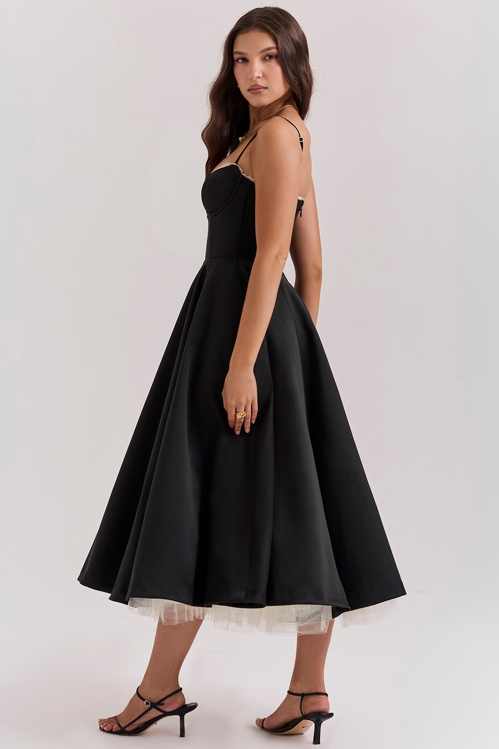 Damenkleid Midi mit Korsett-Oberteil und Rock