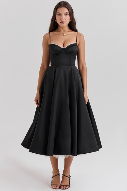Damenkleid Midi mit Korsett-Oberteil und Rock