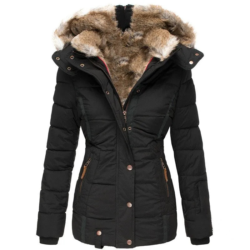Damen Winterjacke Warm Verstärkt Schwarz - Norvielle