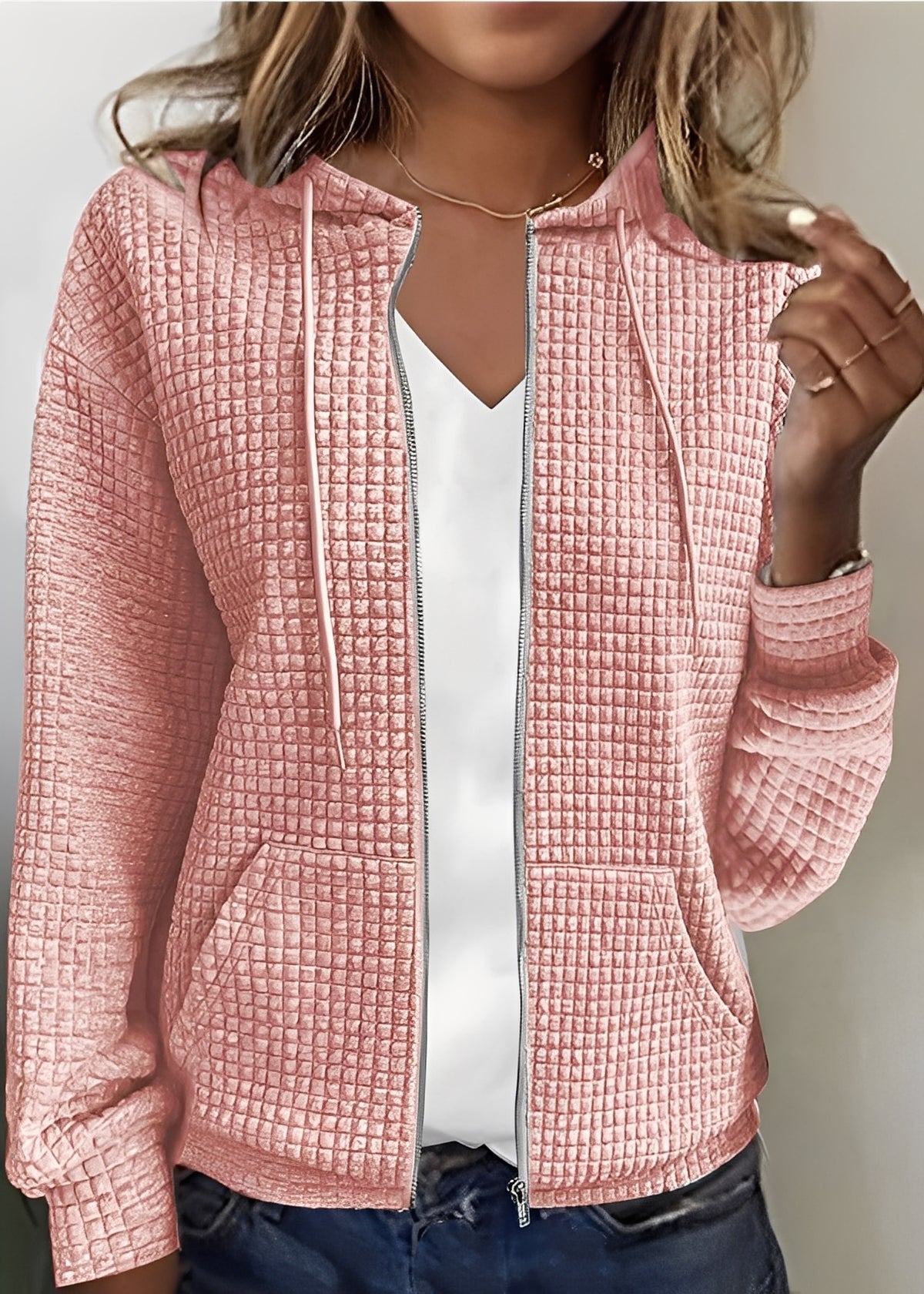 Damen Cardigan mit Kapuze und Taschen Modern - Norvielle