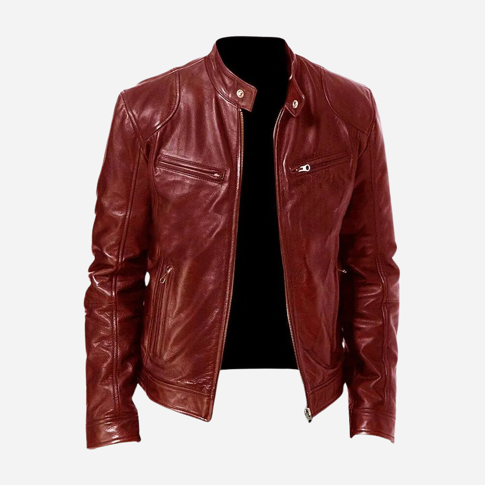 Herren Lederjacke Entspannter Ledermantel Modern