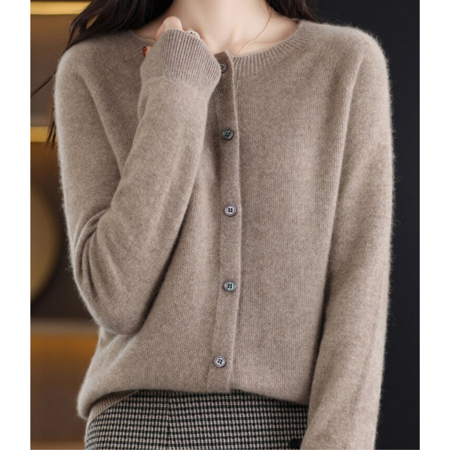Damen Kaschmir Strickjacke Weich Warm