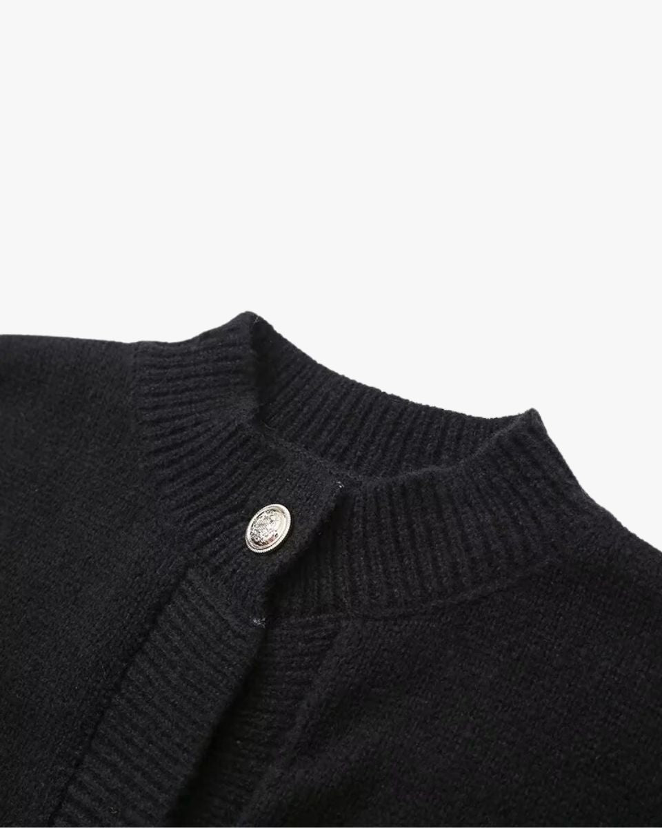 Damen Strickjacke Puffärmel Knöpfe