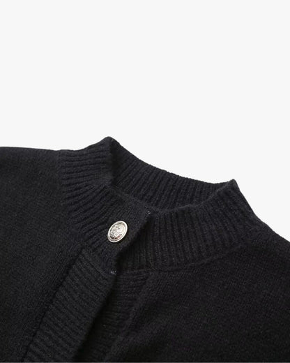 Damen Strickjacke Puffärmel Knöpfe