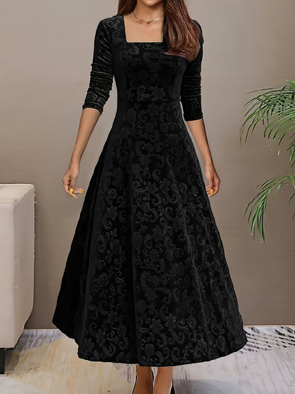 Damen Abendkleid Floral Samt Elegant