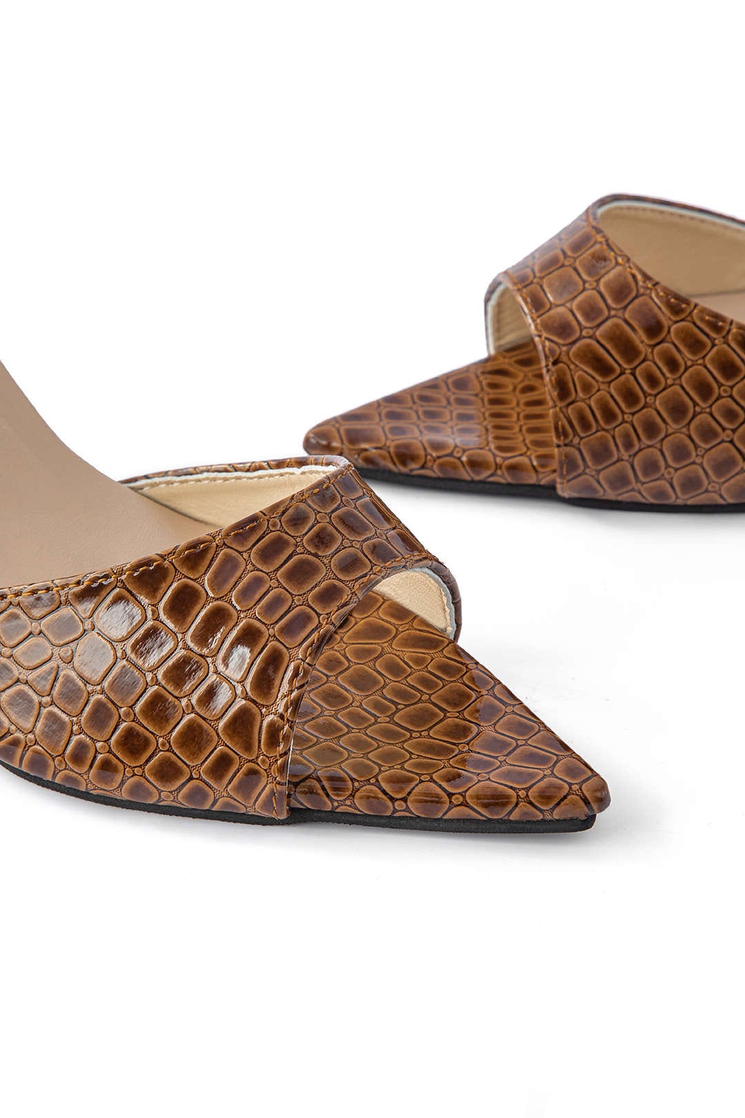 e Damen High Heels Mule aus Leder Elegant
