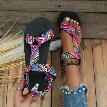 Damen Flache Sandalen Bedruckte Riemen Sommer