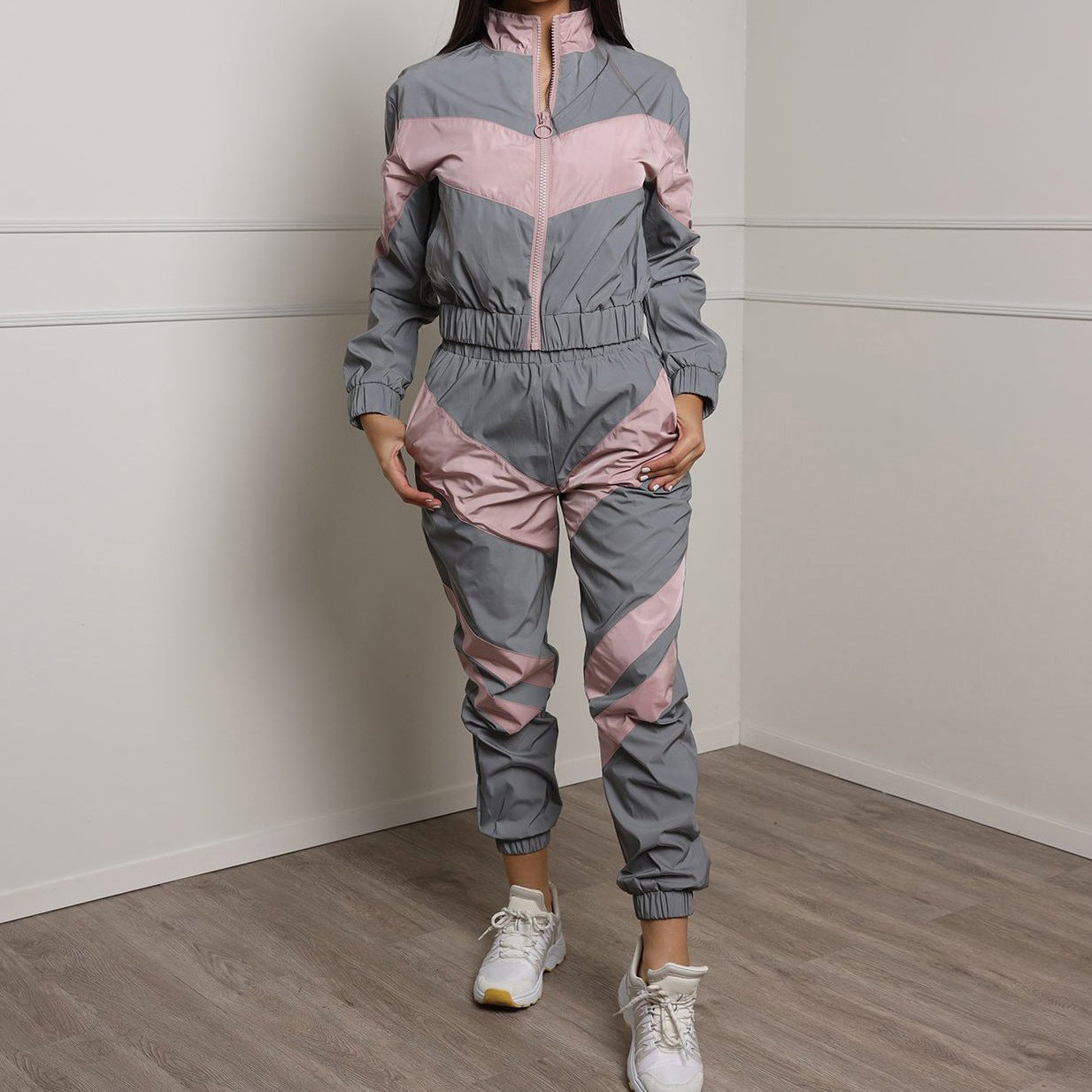 Damen Sportanzug Kontrastfarben Modern - Norvielle
