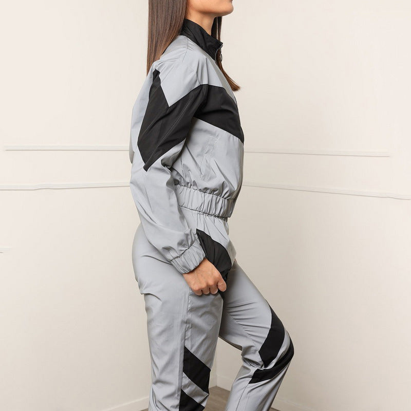 Damen Sportanzug Kontrastfarben Modern