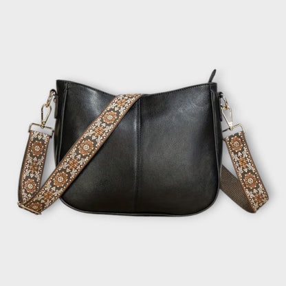 Damen Schultertasche Lederoptik Boho Stil Braun