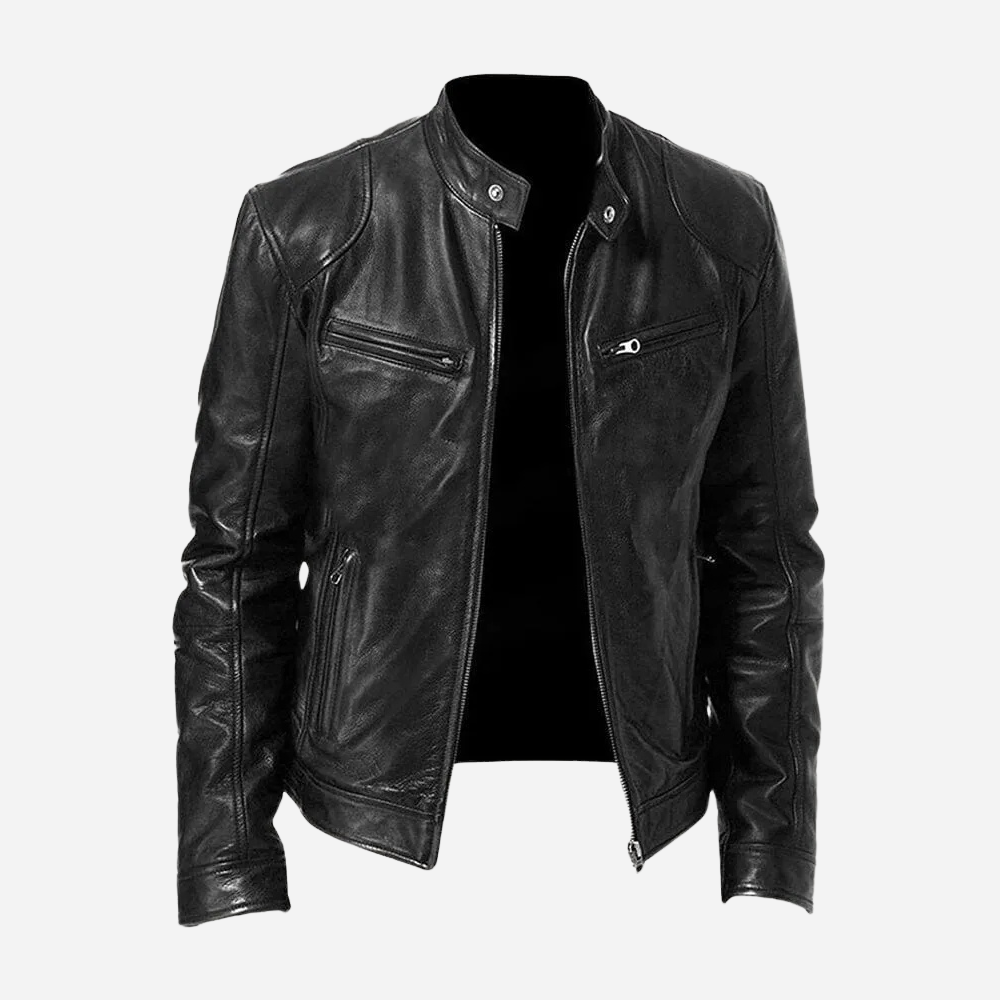 Herren Lederjacke Entspannter Ledermantel Modern Schwarz - Norvielle