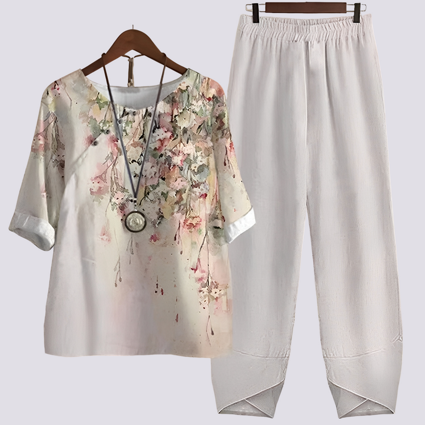 Damen Set Bluse und Rock Bequem Baumwolle
