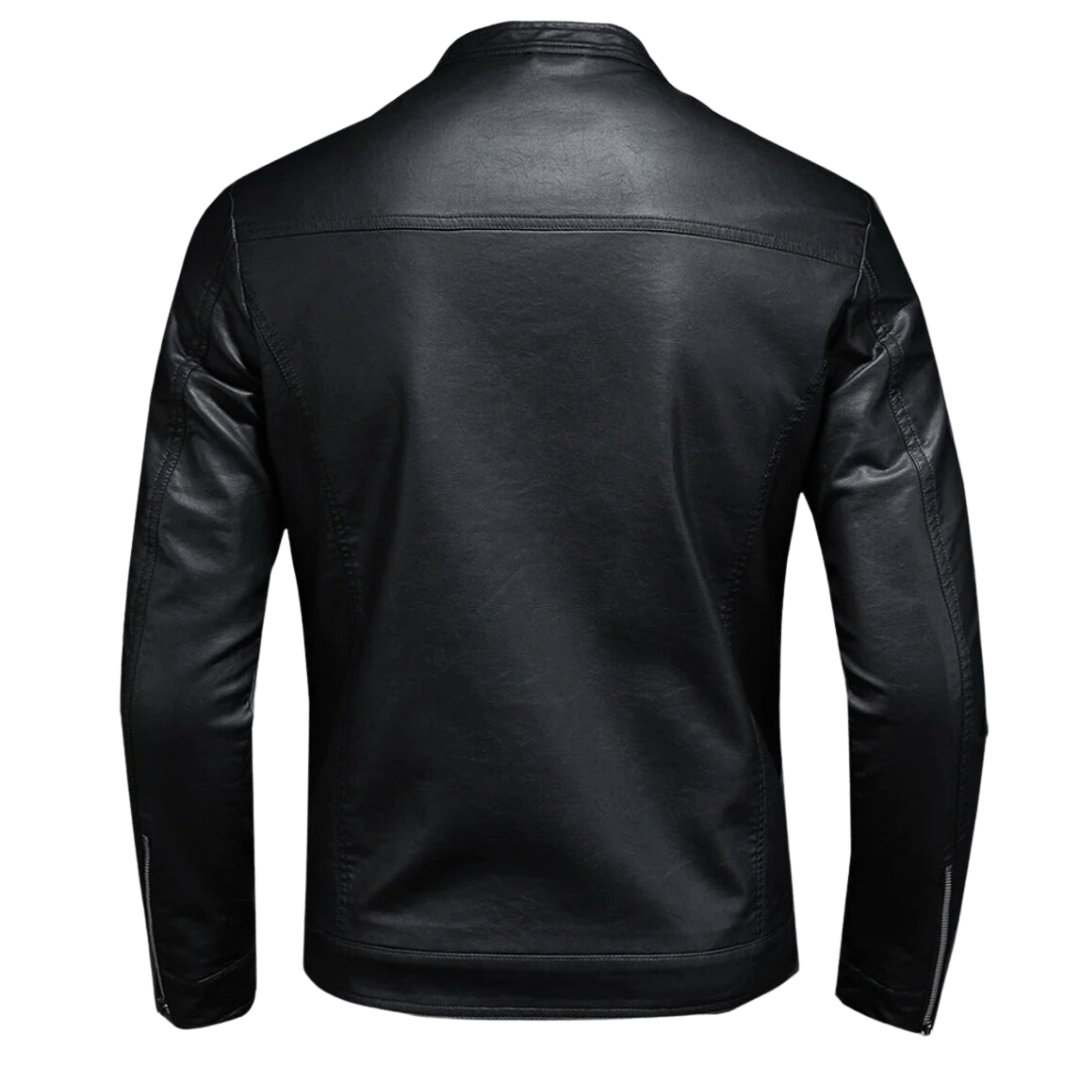 Herren Lederjacke Biker Schwarz Ledermantel - Norvielle