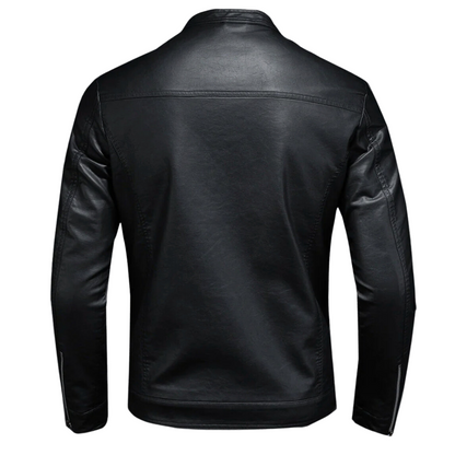 Herren Lederjacke Biker Schwarz Ledermantel - Norvielle