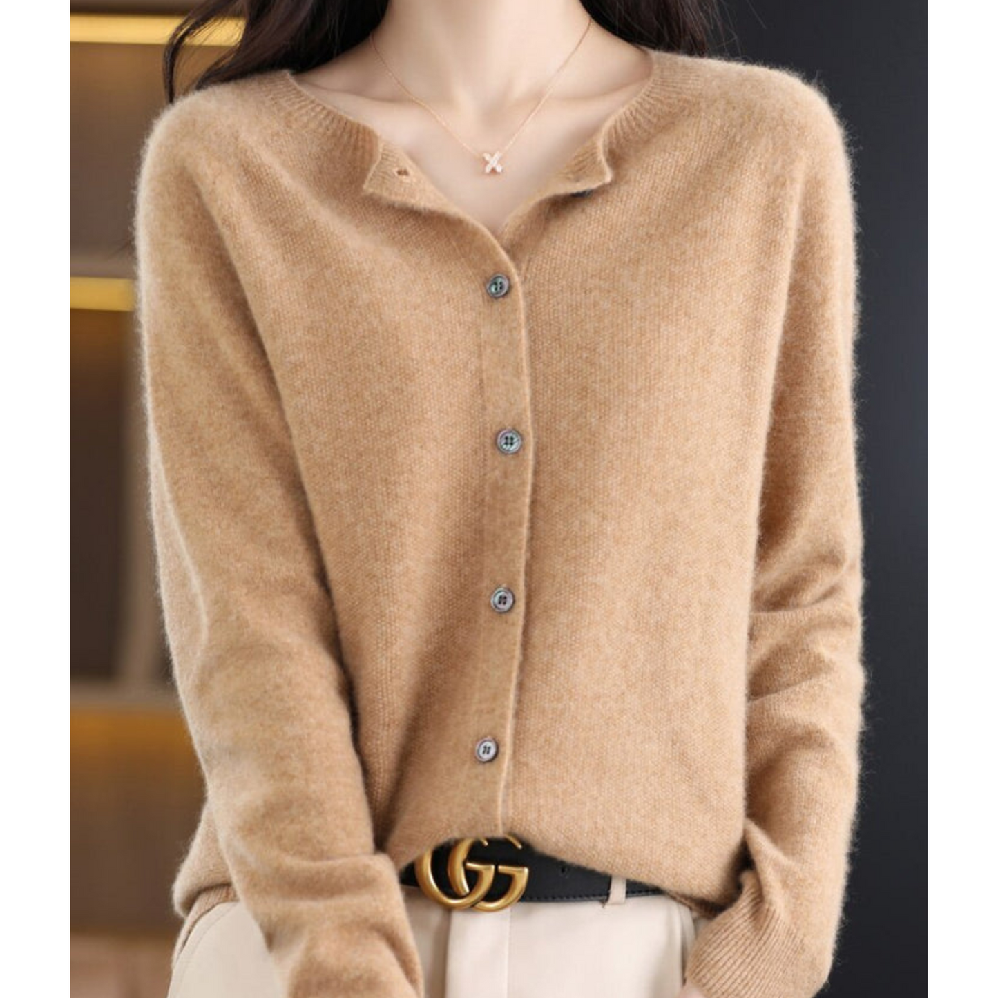 Damen Kaschmir Strickjacke Weich Warm