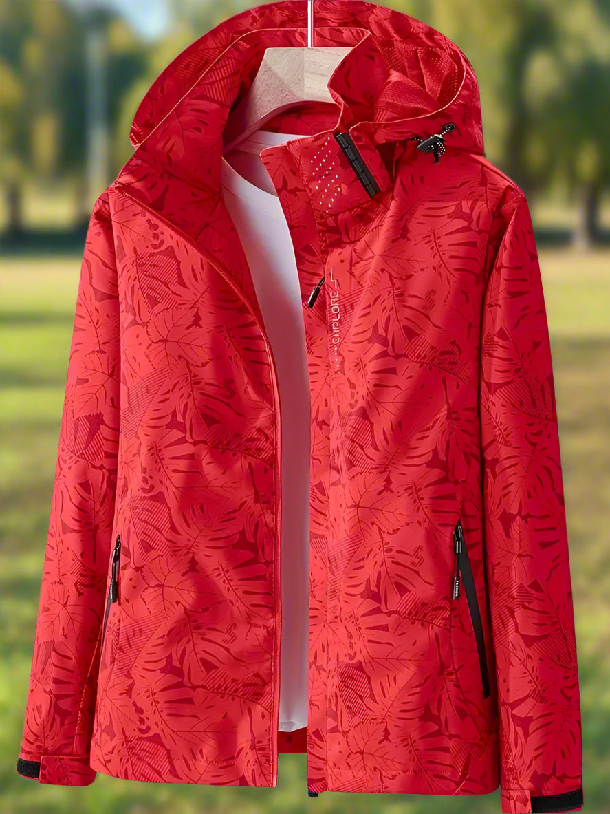 Damen Freizeitjacke Wasserabweisend Blättermuster Sportlich