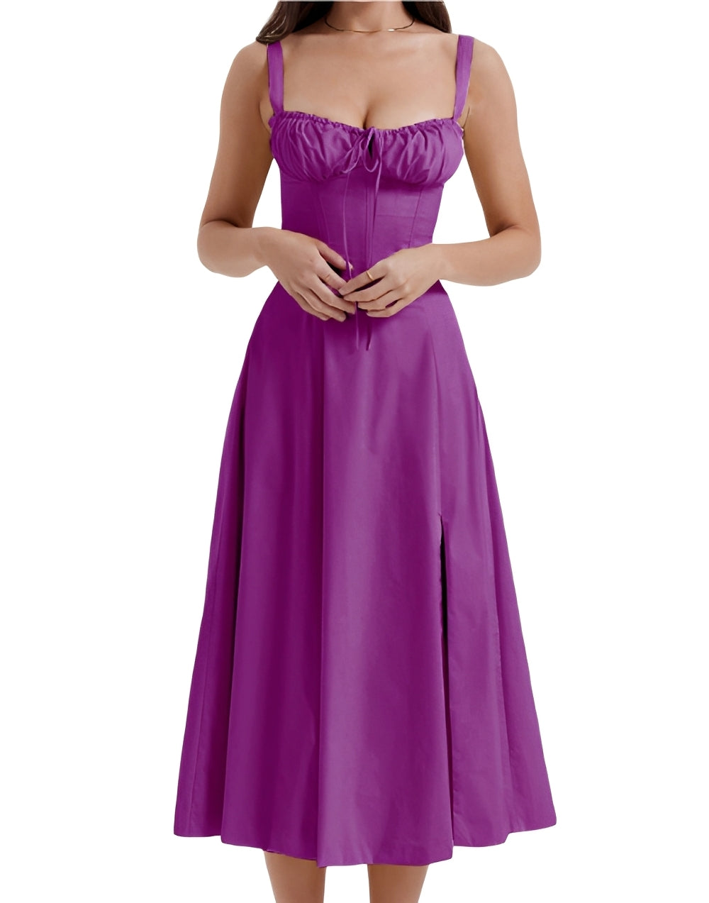 Damen Slim Fit Midi-Kleid Blumenmuster Sommerkleid