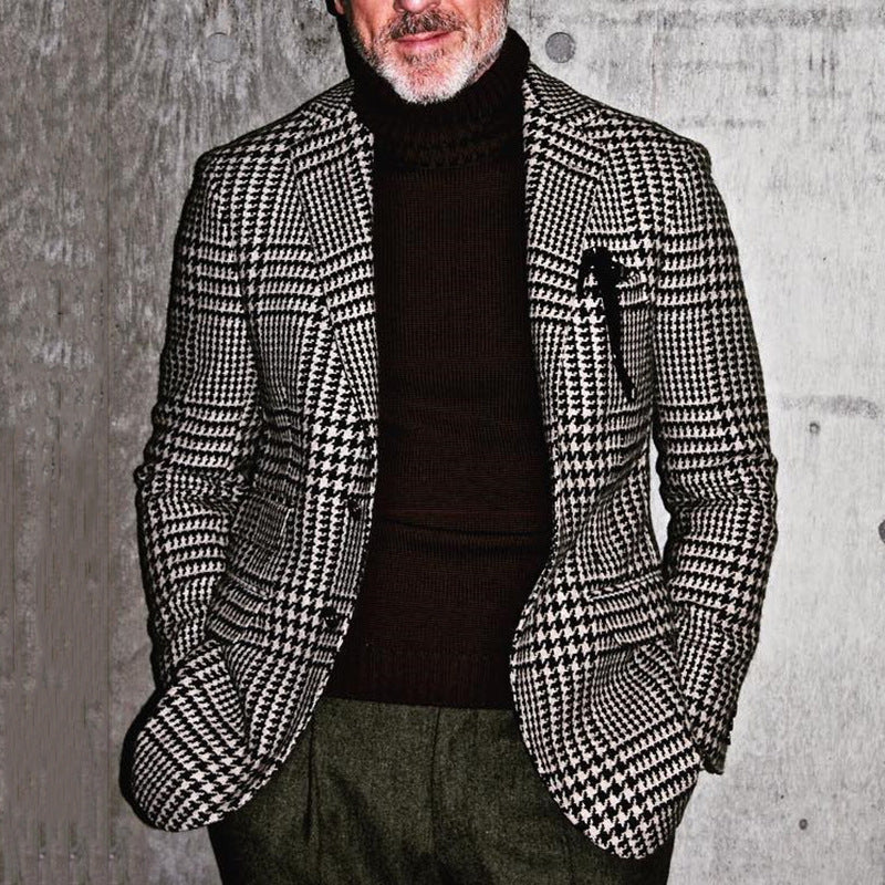 Herren Karo Mantel Moderner Schnitt Elegantes Design Schwarz - Norvielle